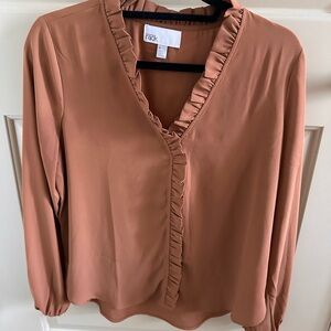 Nordstrom Ruffled Brown Blouse